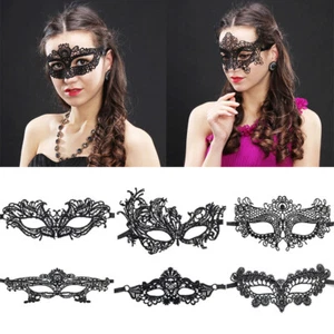 Black Hollow Masquerade Mask Fancy Dress Half Face Masks Halloween Party Costume - Picture 1 of 57
