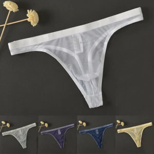 Men Sexy Low Rise Thong Mesh T-Back Panties Bikini Briefs G-String Underwear New - Picture 1 of 22