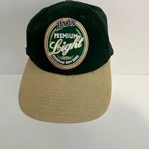 Vintage HAHN Premium Light Hat Cap Mens OSFM Green Yellow Cotton Blend Beer Logo - Picture 1 of 6