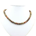 Necklace Beads Jasper Leopard 8 Mm Chain Stainless Steel