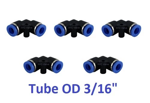 Pneumatic L Shape 90 Degree Angle Elbow Union Tube OD 3/16" Air Fitting 5 Pieces - Image 1 of 1