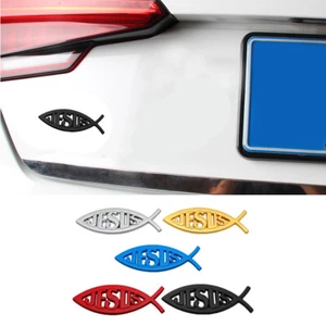 3D Car Chrome Decal Emblem Sticker Religious God JESUS Christian Fish Symbol - Picture 1 of 16