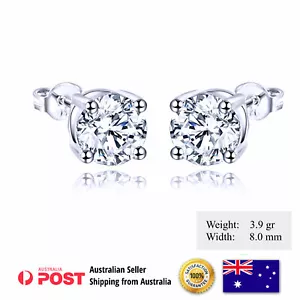 Stud Earrings 925 Sterling Silver S/F Diamond Simulated Unisex Ladies Mens - Picture 1 of 1