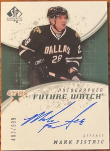 2008-09 SP Authentic Rookie Autograph Mark Fistric #207 Dallas Stars #’d 483/999 - Picture 1 of 2