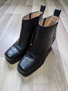 Acne Studios Womens Size 40 Black Leather Heeled Ankle Boot - Picture 1 of 11