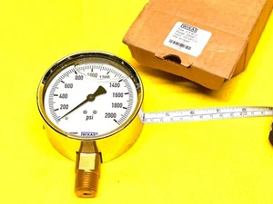 WIKA 9314245 PRESSURE GAUGE 2000 PSI 4" DIAL 1/2" NPT BRASS MOUNT LIQUID FILLED - Picture 1 of 8