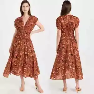 BRANDNEUE ETIKETTEN ANGEBRACHT NEU MIT ETIKETT A.L.C. Lucia Maxikleid Terrakotta BAUMWOLLE GR. 12 - Bild 1 von 6