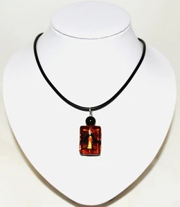 Ketten, Kautschuk-Hals-Band ca. 45 mit wunderschöne Glas-Anhänger 1 Stück Neu - Bild 1 von 2
