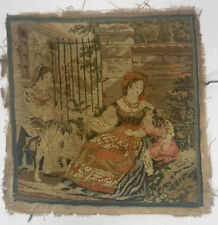 19th Century French Micro-Needlepoint Tapestry Mother & Child 9”x9”