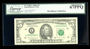 DBR 1988A $5 San Francisco Superb Gem Fr. 1980-L Legacy 67 PPQ Serial L28260952G - Picture 1 of 2