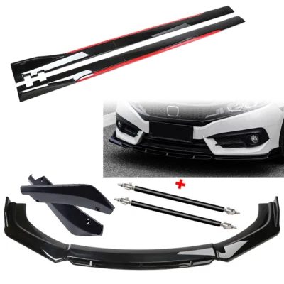 For Volkswagen Jetta Glossy Black Front Bumper Lips Spoiler Side Skirt Body Foto 1 de 4