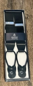 BROOKS BROTHERS NEW Textured Classic Black Nylon Leather Suspenders Silver Tone - Bild 1 von 4