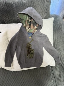 Polo Ralph Lauren Boys Size 4T Big Pony Hoodie Gray Camo Free Shipping NWOT - Picture 1 of 3
