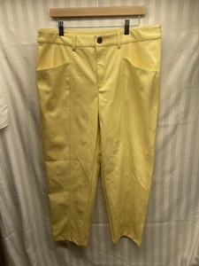 Women's High-Rise Faux Leather Ankle Trousers Pants - A New Day Yellow SIZE 16 - Picture 1 of 3