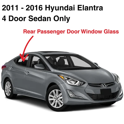 Fits 2011-2016 Hyundai Elantra Sedan Passenger Side Right Rear Door Window Glass Foto 1 de 4