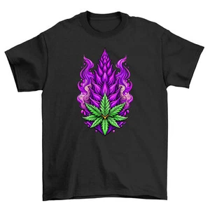 "Weed Hemp_74" Purple & Green Marijuana Leaf T-shirt - Funny & High Quality! Uni - Picture 1 of 46