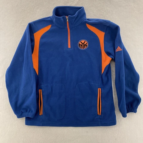 Adidas 1/4 Zip Pullover Youth Large (14/16) Blue Fleece NBA Basketball NY Knicks Cover