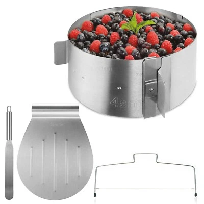 Torten-Backset - 4 Teile, Edelstahl - Back- und Tortenzubehör,  mit Tortenring - Bild 1 von 4