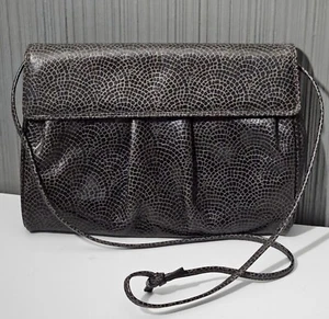 Susan Gail Vintage, (1974-1977) Gray/Black Leather Shoulder Bag,  Stone Pattern - Picture 1 of 10