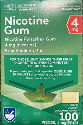 *100 Piezas* Goma Nicotina Polacrilex 4 mg Exp 12/26 FRÍO COMO NUEVO Sin Azúcar RÁPIDO SH Foto 1 de 2