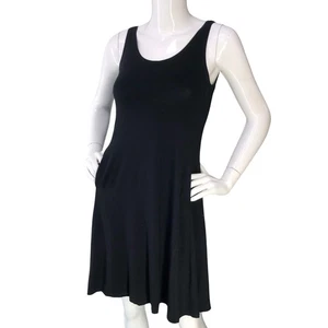 Eileen Fisher Kleid Damen Petite PP schwarz Tank U-Ausschnitt ausgestellte Taschen Stretch - Bild 1 von 14