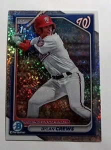 2024 Topps Bowman Chrome Dylan Crews 1st Prospect Mini rifrattore a macchie di diamante - Foto 1 di 2
