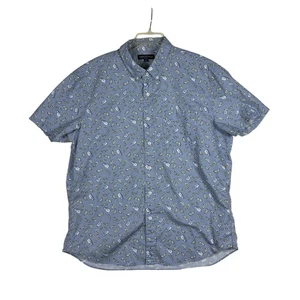 J Crew Shirt Mens XL Mercantile Flex Pocket Button Blue Short Sleeve Salt & Lime - Picture 1 of 8