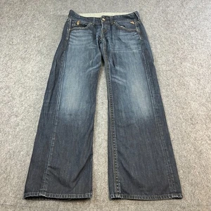 Replay Womens Jeans Relaxed Baggy Straight 34 32 UK14 Dark Wash Blue Low Rise - Picture 1 of 8