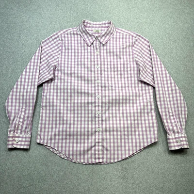 LL Bean 衬衫女式中号紫色格子抗皱针脚牛津 — 第 1/4 张图片
