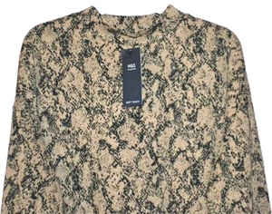 MUJER M&S CEPILLADO JAQUARD CUELLO ALTO JUMPER TOP TALLA 12 MARRÓN MEZCLA - NUEVO - Imagen 1 de 5