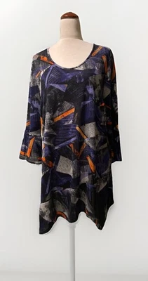 TS TAKING SHAPE Bell Sleeve Abstract Print Tunic Purple Orange Size M (18-20) - image 1 of 4