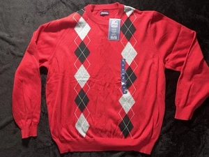 NWT Consensus Red Argyle Sweater Mens XL 50$ - Picture 1 of 6