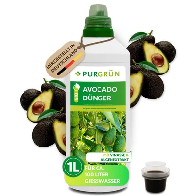Purgrün Bio Avocado Dünger, NPK 4+1+7, Algenextrakt, 1 Liter