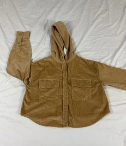 NWT American Eagle Women Light Brown Corduroy Button Up Crop Shirt Hoodie XS - Picture 1 of 13
