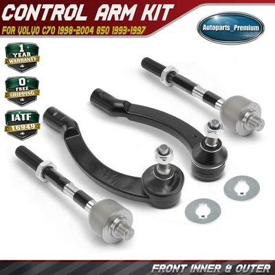 4x extremidade dianteira interna e externa da haste de amarração para Volvo C70 1998-2004 850 1993-1997 S70 V70 - Imagem 1 de 4