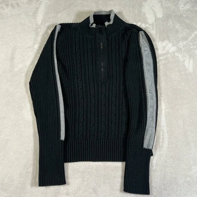 DKNY Jeans Jumper Cable Knit Half Zip Black Pullover Sweater Women's Size Large - Image 1 of 4