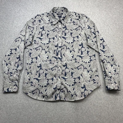 Camisa Chaps Mujer Grande Azul Cachemira Manga Larga Sin Plancha Abotonada Foto 1 de 4