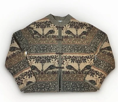 Jaqueta Sharon Young VTG faisão acolchoada mistura de lã codorna blazer floral TAMANHO 2 - Imagem 1 de 4