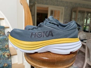 Hoka One One Men's 11.5 EXTRA WIDE 4E Bondi 8 Wide Running Shoes Blue Yellow - Picture 1 of 8