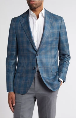 Peter Millar Hyperlight Soft Shadow Plaid, Wool/Silk /linen Blend Sport Coat 44L - Image 1 of 4