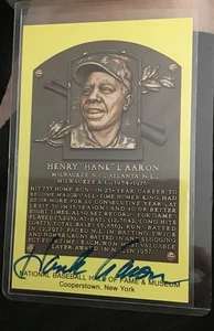 Hank Aaron Signed Original Hall of Fame Plaque Postcard  - Picture 1 of 1