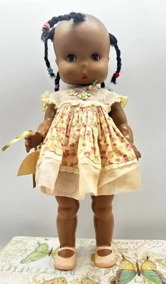 Vintage 1960 Jolly Toy Black / African American Girl Doll w/Sleepy Eyes- 13.5" - Image 1 of 4