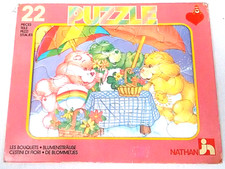 CARE BEARS PUZZLE 22 PEZZI CESTINI DI FIORI NATHAN VINTAGE 1985 MADE IN FRANCE
