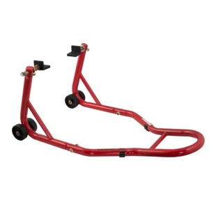Cavalletto Alza Solleva Moto Posteriore Regolabile Rosso Universale 4 Ruote - Picture 1 of 1