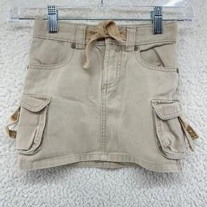Old Navy Girls 5T  5 Beige Khaki Cargo Skirt Adj Waist Drawstring Pockets Preppy - Picture 1 of 8