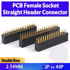 Conector de tira de cabeza recta con enchufe hembra de doble fila de PCB 2P a 40P - Imagen 1 de 27