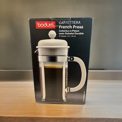 Bodum 34oz Caffettiera French Press Coffeemaker, Plastic, White Foto 1 de 2