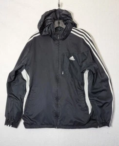Adidas Men's Large Black Full Zip Hooded Light Poly Jacket  - Picture 1 of 9