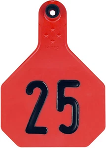 YTex 4 Star Large Red Cattle Ear Tags Numbered 176-200 - Picture 1 of 1