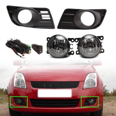 1Set For 2007 2008 2009 2010 Suzuki Swift Front Fog Light + Fog lamp Bezel Cover Foto 1 de 4